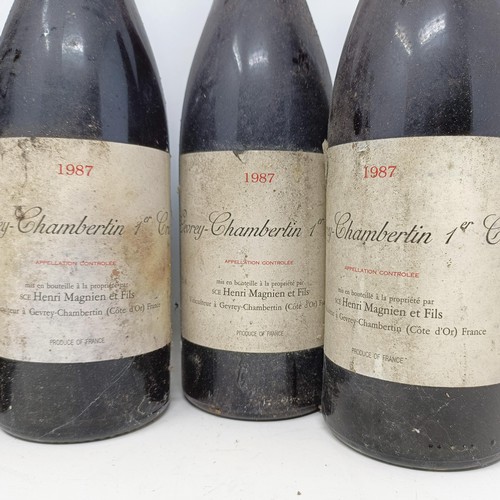 1358 - Five bottles of Gevrey-Chambertin Premier Cru, Henri Magnien, 1987 (5)