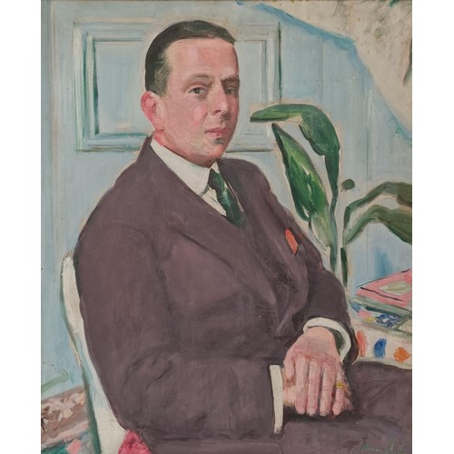 1005 - George Leslie Hunter (British 1888-1931), a half length portrait of Professor Hendry, oil on canvas,... 