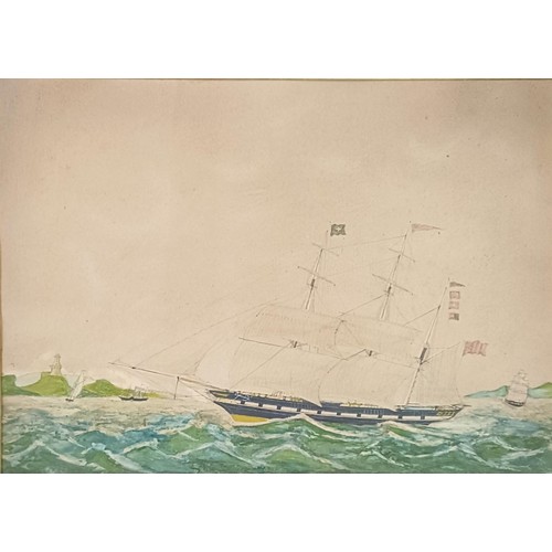 1021 - 19th century, English school, a three masted ship, watercolour, 43 x 53 cmProvenance: On instruction... 