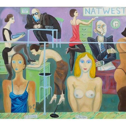 1022 - Rick Hyde, NatWest, oil on board, signed 43 x 48 cmProvenance: On instructions of the Executors - Fr... 