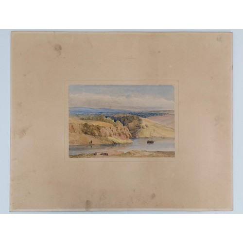 1028 - 19th century, English school, a river with hills, watercolour, 17 x 24 cmProvenance: On instructions... 