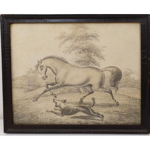 1033 - Manner of Stubbs, a horse and dog, pen and ink, 19 x 23 cmProvenance: On instructions of the Executo... 