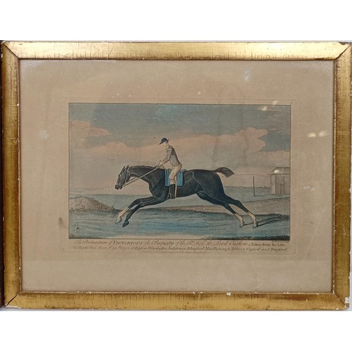 1035 - 19th century, print of a racehorse, 26 x 35 cm and a 19th century print, Stakes And Trotters, 27 x 3... 