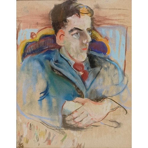 1040 - Lucy Harwood (British 1893-1972) a young man, watercolour, signed and dated on mount, 50 x 40 cmProv... 