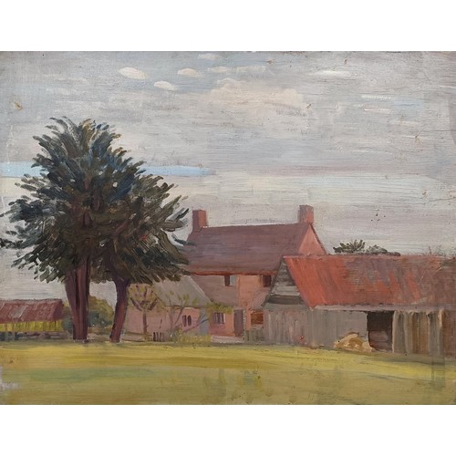 1042 - Rupert Shephard, 20th century, English school, a farm, oil on board, 57 x 47 cmProvenance: On instru... 