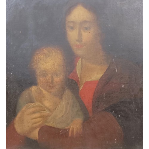 1043 - 19th century, Continental school, a mother and child, oil on board, 48 x 44 cmProvenance: On instruc... 