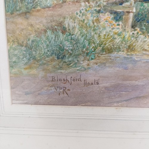 1047 - Early 20th century, English school, Blashford, Hants, watercolour, inscribed and initialled VR, 25 x... 