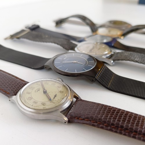 1065 - A gentleman's stainless steel Rotary wristwatch, on a later leather strap, and various dress watches... 