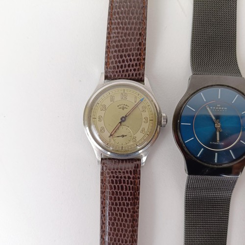 1065 - A gentleman's stainless steel Rotary wristwatch, on a later leather strap, and various dress watches... 