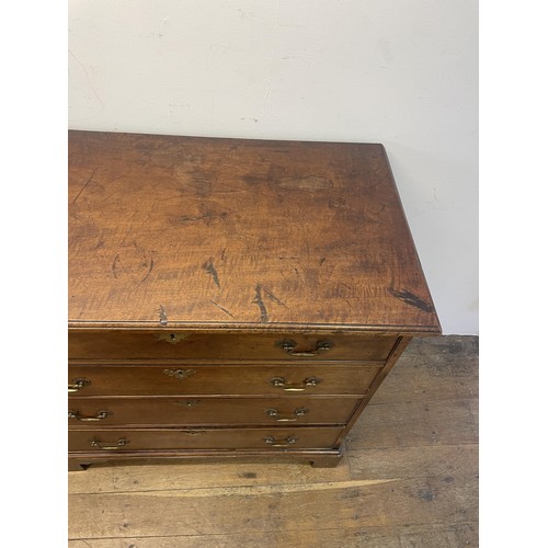 1116 - A 19th century fruitwood chest, having four drawers, 90 cm wideProvenance: On instructions of the Ex... 