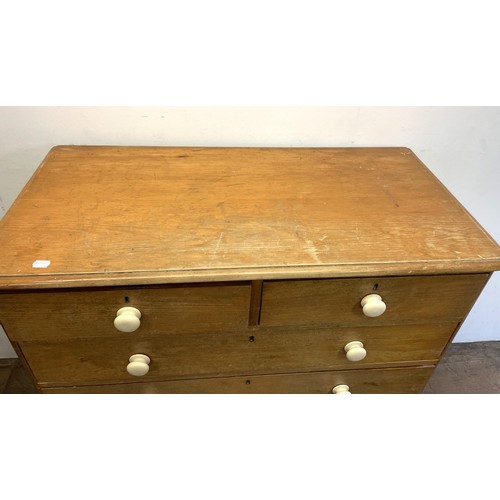 1119 - A Victorian stripped pine chest, of two short and four long drawers, 117 cm wideProvenance: On instr... 