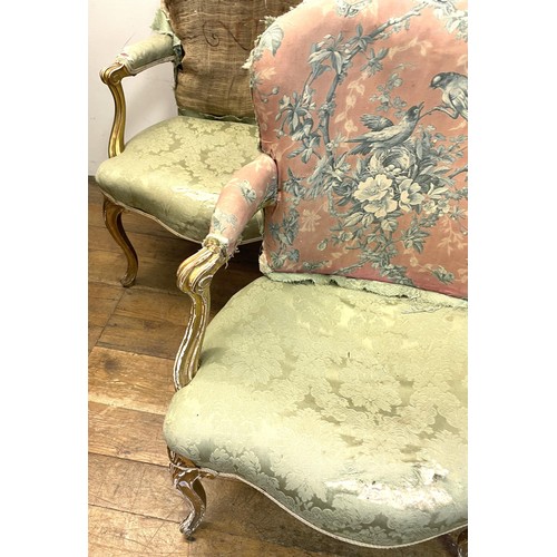 1123 - A set of three 19th century gilt framed armchairs, on cabriole front legs (3)Provenance: On instruct... 