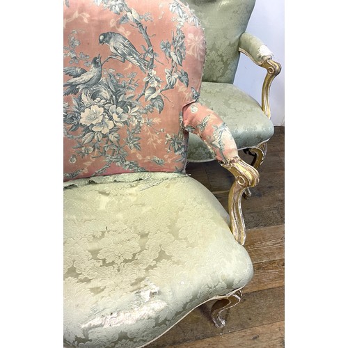 1123 - A set of three 19th century gilt framed armchairs, on cabriole front legs (3)Provenance: On instruct... 