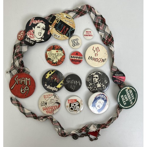 218 - Assorted late 1970s, early 1980s Punk Rock badges, to include Sham 69, The Sex Pistols, The Strangle... 