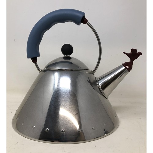 397 - An Alessi three piece tea set, comprising a teapot, a sugar bowl and a milk jug (3)