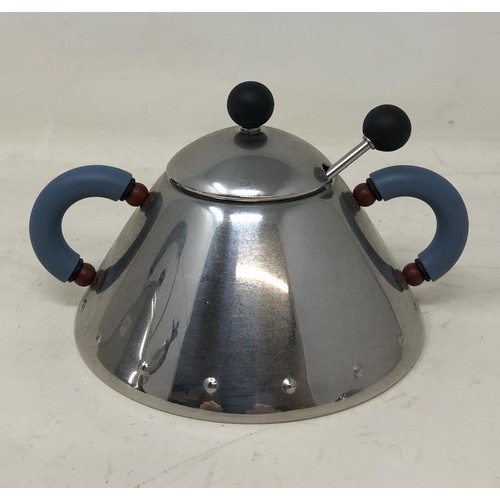 397 - An Alessi three piece tea set, comprising a teapot, a sugar bowl and a milk jug (3)