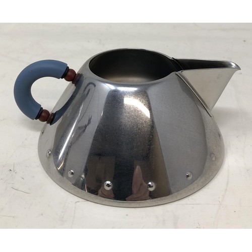 397 - An Alessi three piece tea set, comprising a teapot, a sugar bowl and a milk jug (3)