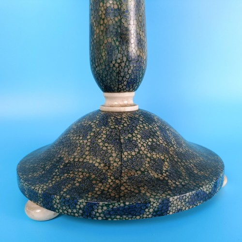 406 - An Art Deco shagreen and ivory table lamp, 39 cm high Ivory exemption registration: N35EM6XE