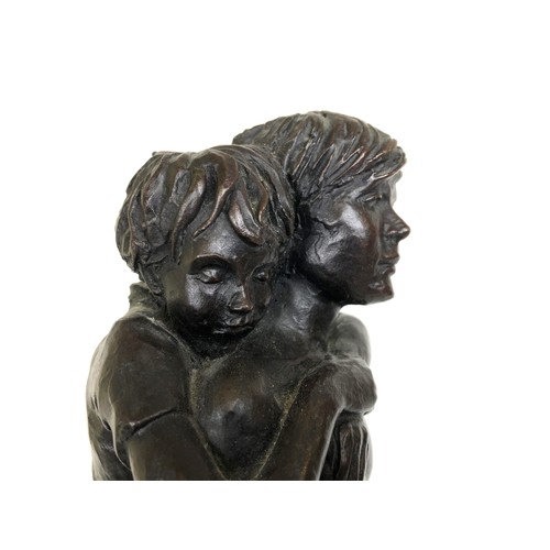 428 - An Enzo Plazzotta bronze group, Boy's Town Monument, limited edition no. 3/9, on a marble base, 62 c... 