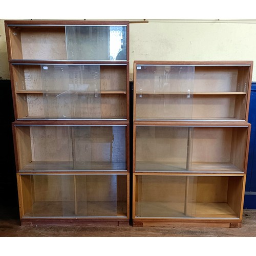 491 - A Minty sectional bookcase, another, and a teak chest of six drawers (3)