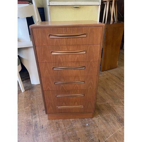 479 - A G-Plan teak chest, having six drawers, 56 cm wide, another similar with four drawers, 73 cm wide, ... 