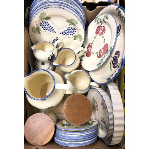 451 - Assorted Poole Pottery dinnerwares, decorated fruit (2 boxes)