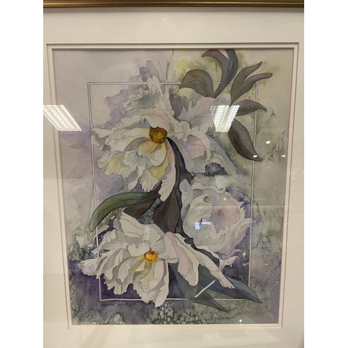 628 - Sophie Hobbs, still life of flowers, oil on board, signed, 42 x 50 cm, and assorted other pictures (... 