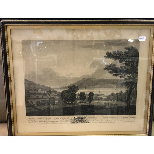 700 - A 19th century print, a View of Carlingford Harbour, and its pair, a View of the Bay and Mountain, 4... 