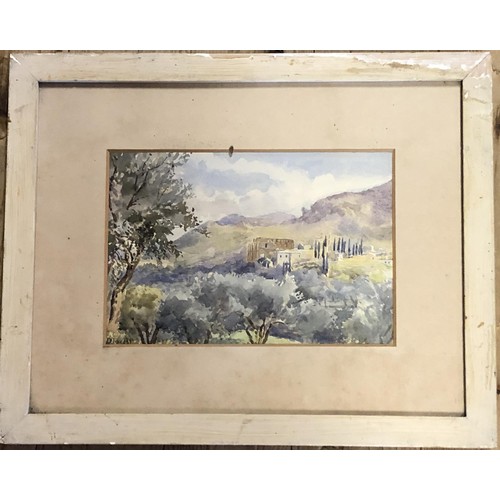 698 - D Pitt-Rivers, a landscape, watercolour, 18 x 25 cm, and nine others