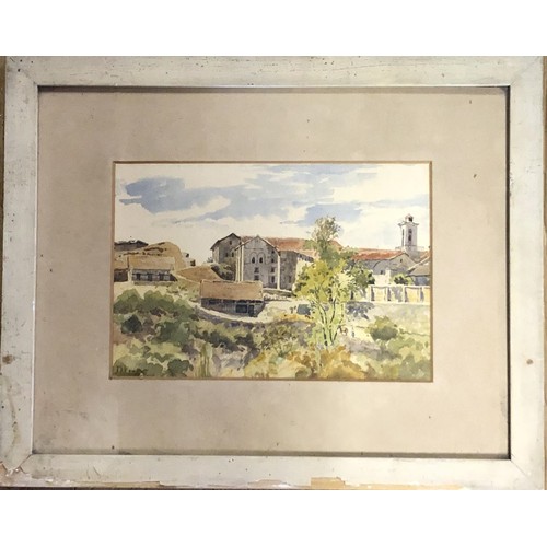 698 - D Pitt-Rivers, a landscape, watercolour, 18 x 25 cm, and nine others