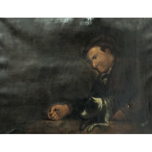701 - 19th century, English school, ratting, oil on canvas, 53 x 64 cm