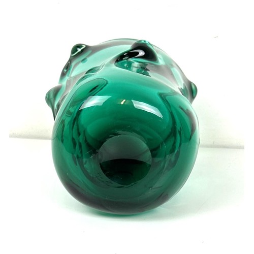 454 - A Whitefriars Knobbly green glass vase, by Geoffrey Baxter, 24 cm high