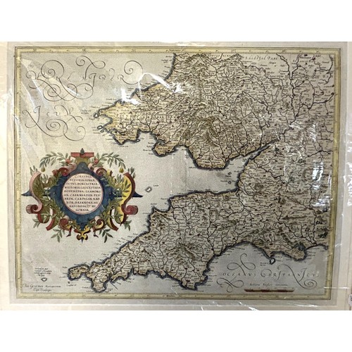 721 - A tinted map of Middlesex, by Robert Morden, 37 x 35 cm, and a map of Cornwall, 38 x 48 cm (2)