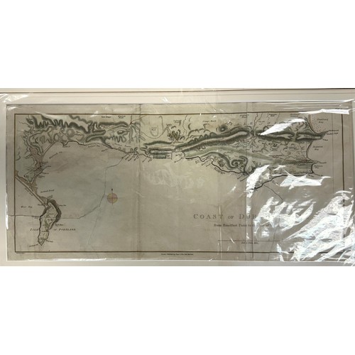 723 - A tinted map of the coast of Dorsetshire, from Handfast Point, to the Isle of Portland, 27 x 59 cm, ... 