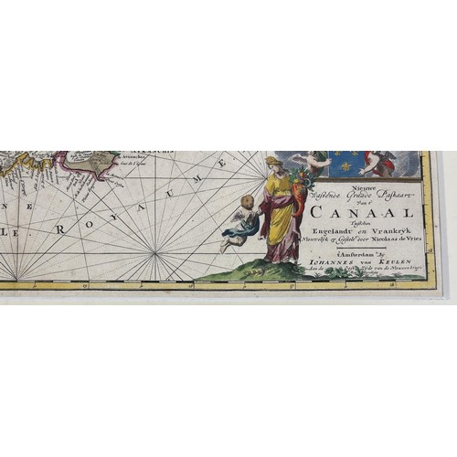 724 - A tinted map of the English Channel, by Iohannes Van Keulen, 52 x 60 cm