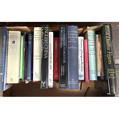 730 - Assorted reference books on English porcelain (box)