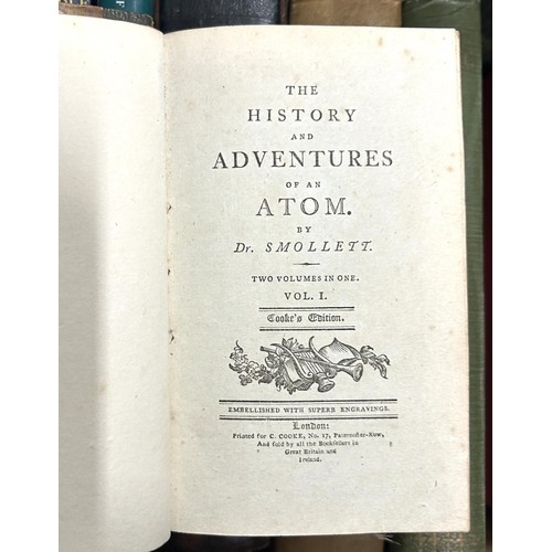 733 - Doctor Smollett, The History And Adventures Of An Atom, two volumes bound as one, later bound, and a... 