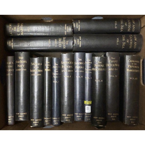 736 - The Journals Of Sir Thomas Allin, 2 vols., and assorted other volumes on Naval history (box)