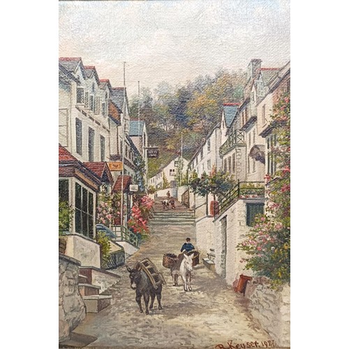 620 - R Keysen, Clovelly, oil on canvas, signed, 24 x 27, and its pair (2)