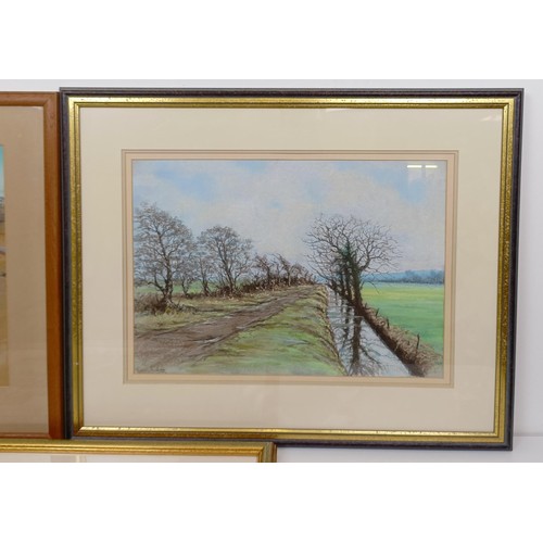 627 - 20th century, English school, landscape with geese, watercolour, indistinctly signed and dated '59, ... 