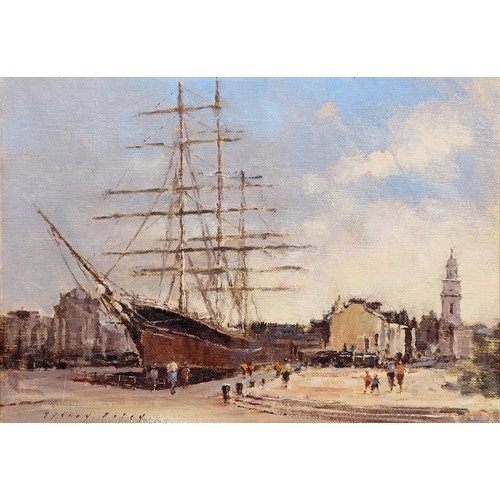 637 - Sydney Foley, Cutty Sark, Greenwich, oil on canvas, signed, 25 x 34 cm, artist label verso