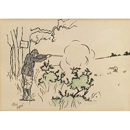 646 - After Cecil Aldin, hunting scene, print, 13 x 19 cm