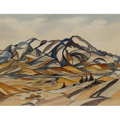 653 - M A Mellsop, a mountainous landscape, watercolour, signed, 35 x 46 cm