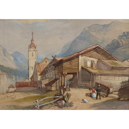 657 - Early 20th century, Continental school, an Alpine scene, watercolour, 26 x 35 cm