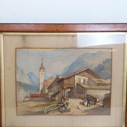 657 - Early 20th century, Continental school, an Alpine scene, watercolour, 26 x 35 cm