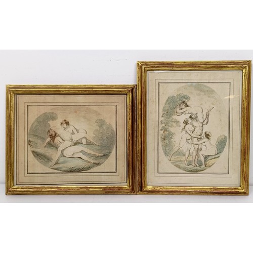 667 - A 19th century erotic print, and another erotic print, 22 x 28 cm (2)