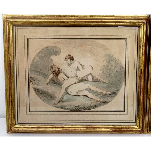 667 - A 19th century erotic print, and another erotic print, 22 x 28 cm (2)