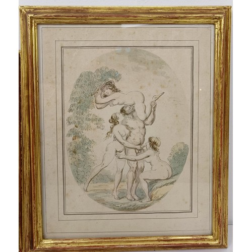 667 - A 19th century erotic print, and another erotic print, 22 x 28 cm (2)