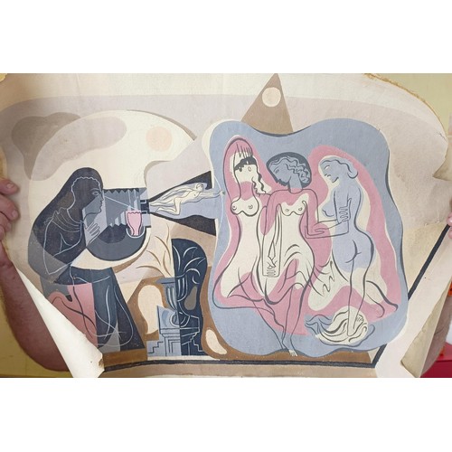 678 - ***Withdrawn*** Mansbridge, after Picasso, study of three women, gouache, 58 x 73 cm, unframed, roll... 
