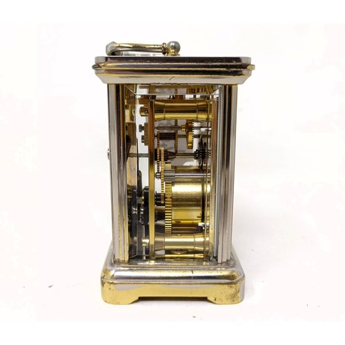 1296 - ***Withdrawn*** A miniature carriage clock, by Garrard & Co, in a silver plated case, 10 cm high